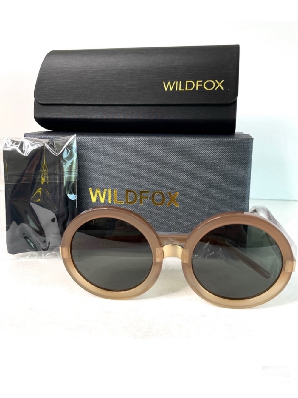 WILDFOX Malibu NEW Round Oversized Boho Sunglasses Desert Taupe Tan NEW